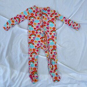 Posh Peanut Ruffled Zippered Footie in Rainbow Melody